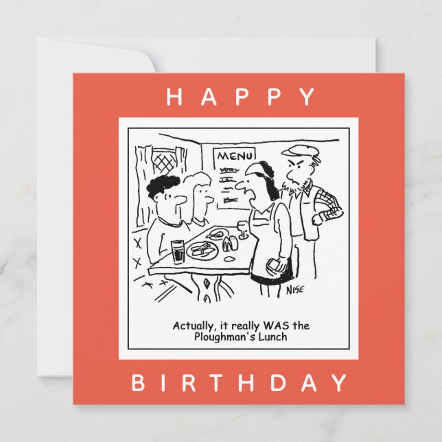 Plowmans Tecknad Lunch Pub Menu Kort (Framsida)