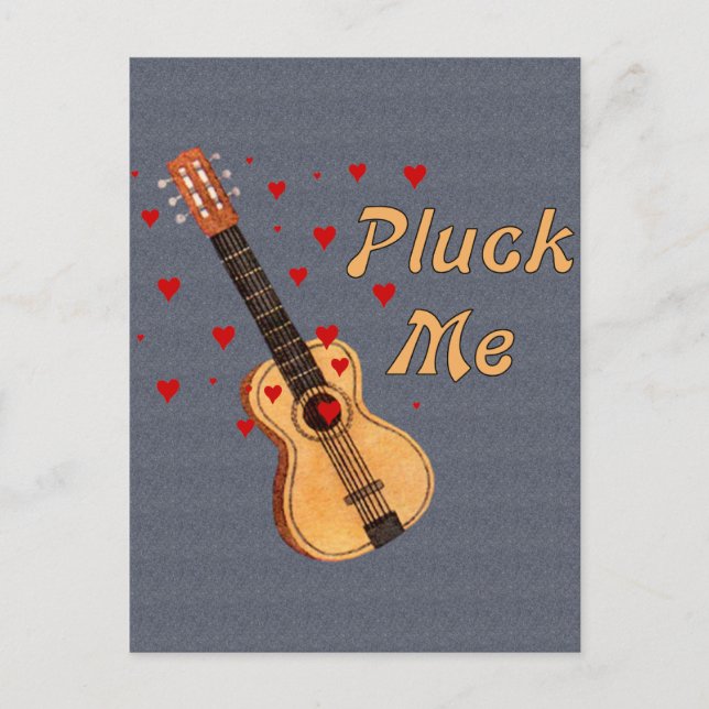 Pluck Me Valentine Guitar Helg Vykort (Framsida)