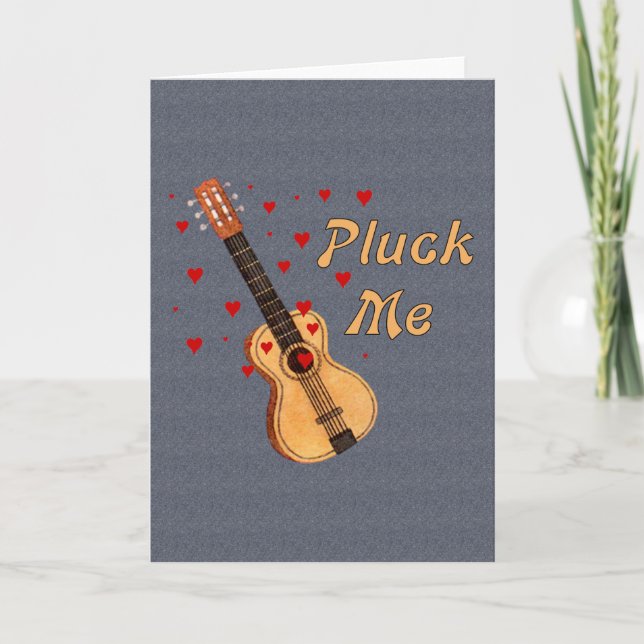 Pluck Me Valentine Guitar Helgkort (Framsida)