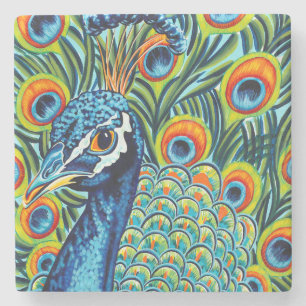 Pluerad Peacock I Underlägg Sten