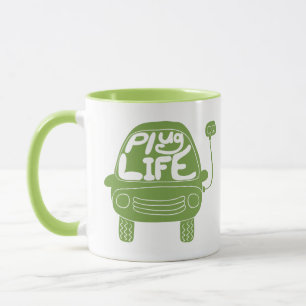 Plug Life Cute Ljust grönt elbil Mugg