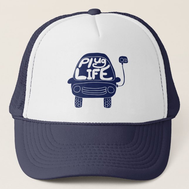 Plug Life Cute Navy Blue Electric Car Keps (Framsida)
