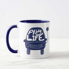 Plug Life Cute Navy Blue Electric Car Mugg