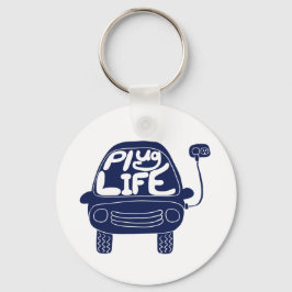Plug Life Cute Navy Blue Electric Car Nyckelring