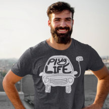 Plug Life Cute White Electric Car Graphic