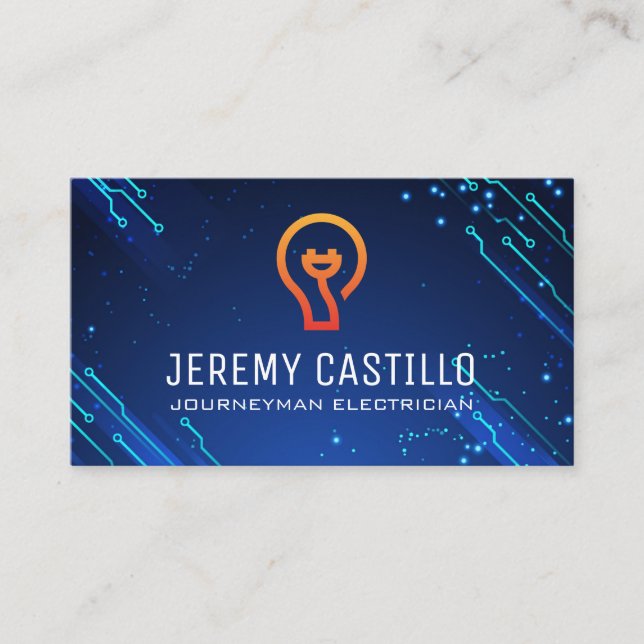 Plug | Light Lökar | Elektrisk modern teknik Visitkort (Framsida)