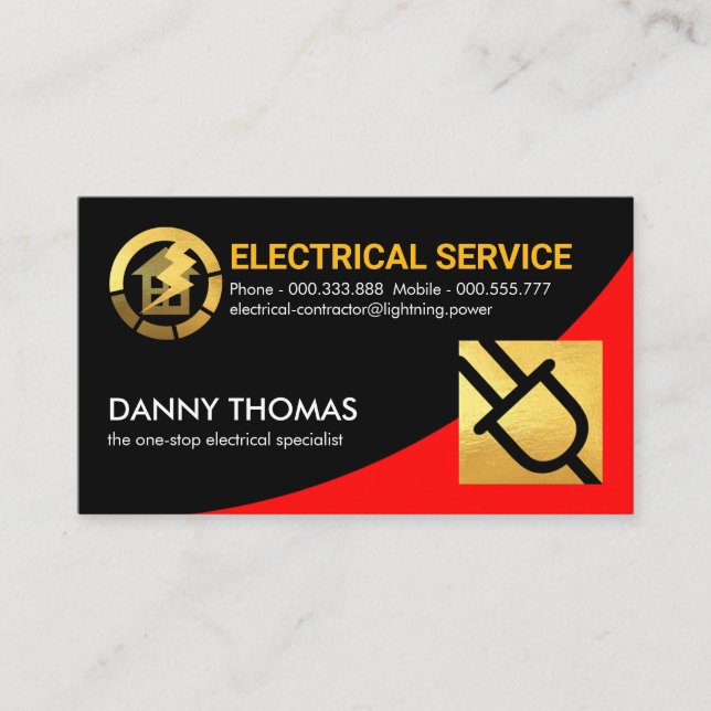 Plug-mätare för röd strömkurva Guld Visitkort (Framsida)