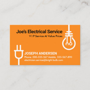 Plug Powers Bulb Electrician Visitkort