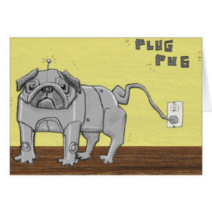 Plugga mops hälsningskort