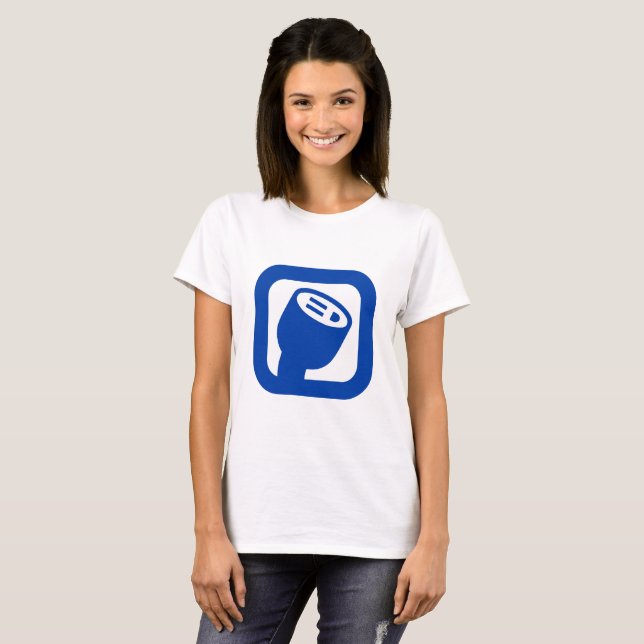 PlugShare logotypkvinna utslagsplats T-shirt (Hel framsida)