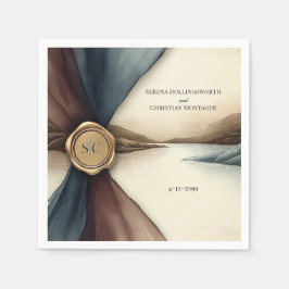 Plum and Blue Ombre Ribbon Seal Wedding Napkin Pappersservett