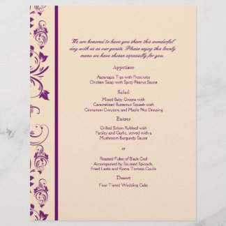 Plum and Champagne Blommigt Rulla Bröllop Menu