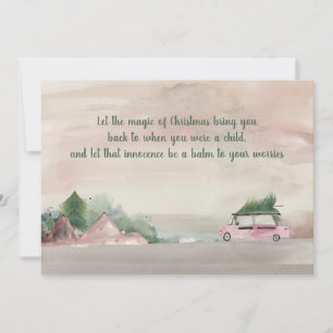 Plum and Green Christmas Bringing Home the Tree Kort