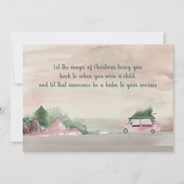 Plum and Green Christmas Bringing Home the Tree Kort (Framsida)