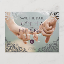 Plum Baroque Chandelier Bröllop spara datum Meddelande Vykort