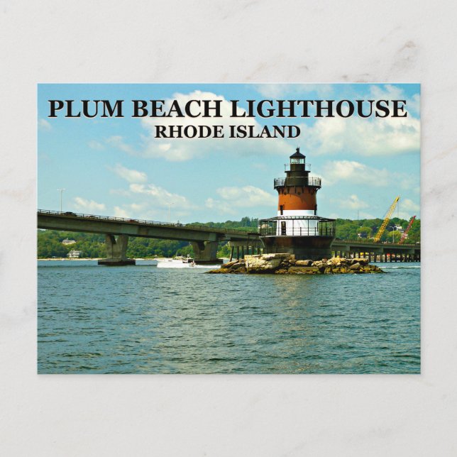 Plum Beach-fyr, vykort för Rhode island (Framsida)