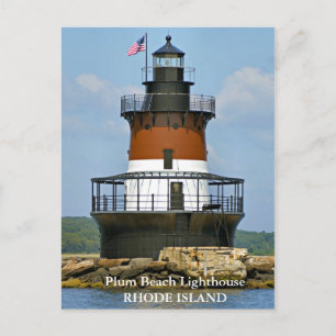 Plum Beach-fyr, vykort för Rhode island