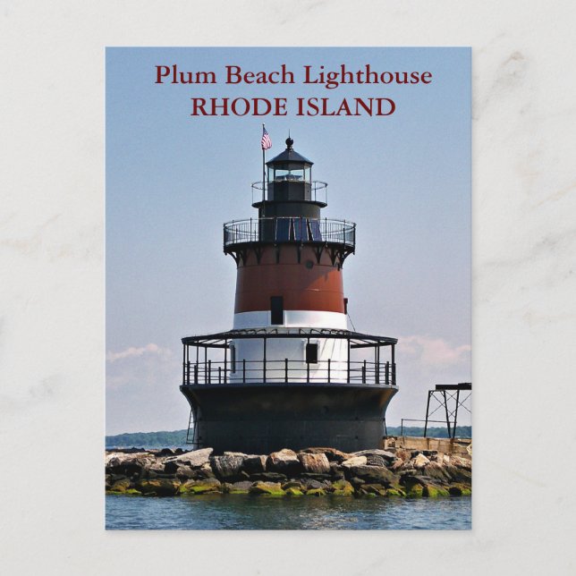 Plum Beach-fyr, vykort för Rhode island (Framsida)