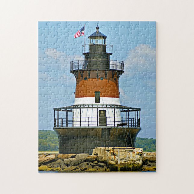 Plum Beach Lighthouse, Rhode island Jigszle Puzzle Pussel (Vertikal)