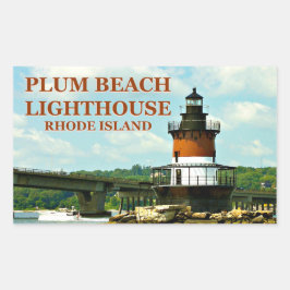 Plum Beach Lighthouse, Rhode island Stickers Rektangulärt Klistermärke