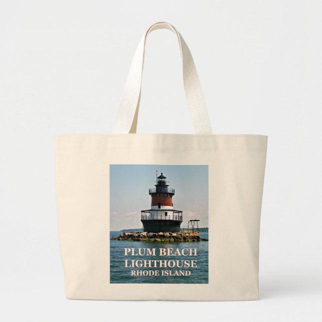 Plum Beach Lighthouse, Rhode island Tote Bag Jumbo Tygkasse (Framsidan)