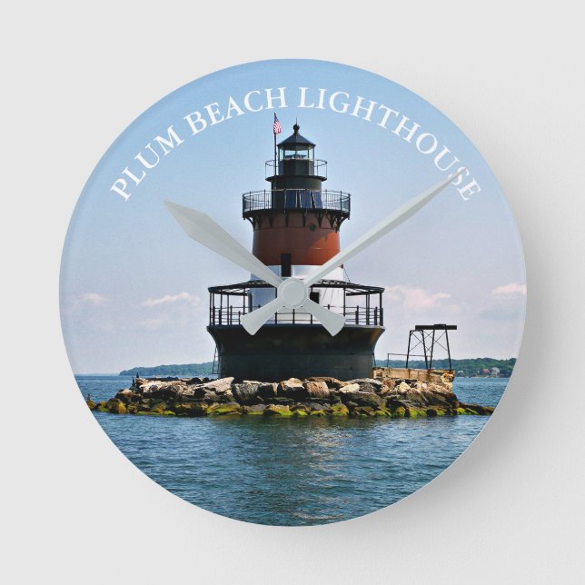Plum Beach Lighthouse Rhode island Wall Clock Rund Klocka (Framsida)