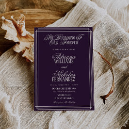 Plum Beginning Of Our Forever Timeless Wedding Inbjudningar