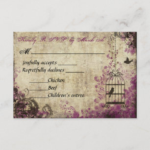 Plum Birdcage Vintage bröllop OSA Kort