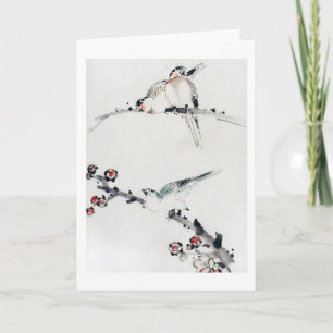 Plum Blommar and Birds, Hokusai, Ukiyo-e Kort
