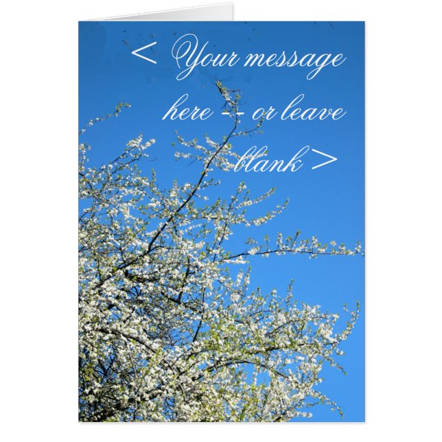 PLUM-BLOMMAR FÖR VITE (ANPASSNINGSBAR) HÄLSNINGSKORT (Framsidan)