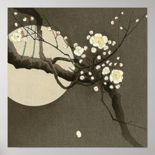 Plum-Blommar på natten av Ohara Koson Vintage Poster