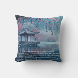 Plum Blommar Pavilion Sjö Kudde