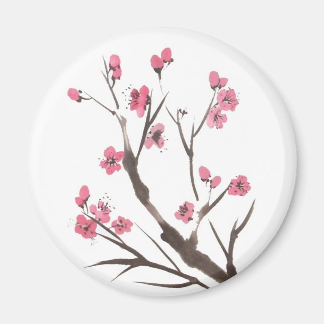 Plum Blommar Vår Magnet (Framsidan)