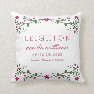 Plum Blommigt Baby Birdinformationsblad Kudde