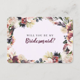 Plum Blommigt blir du min Bridesmaid Frieri Inbjudningar