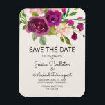 Plum  Blommigt Bröllop Spara Magnet<br><div class="desc">Elegant,  botaniskt plommonfärgad lila och  rosa vattenfärgad blommigt på elfenbensmagnet bröllop spara datum. Kontakta oss för hjälp med anpassning och matchning av produkter.</div>