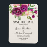 Plum  Blommigt Bröllop Spara Magnet<br><div class="desc">Elegant,  botaniskt plommonfärgad lila och  rosa vattenfärgad blommigt på elfenbensmagnet bröllop spara datum. Kontakta oss för hjälp med anpassning och matchning av produkter.</div>