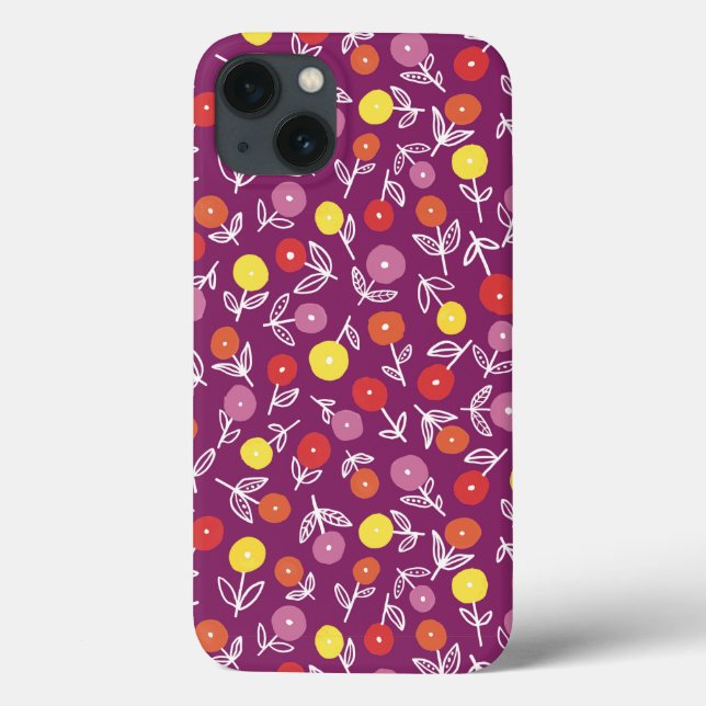 Plum Blommigt Ditsy iphone case (Baksida)