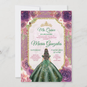 Plum Blommigt Girl Charra Mis Quince Emerald Grönt Inbjudningar