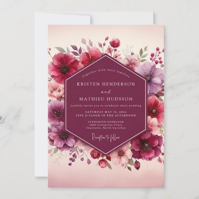 Plum Blossom Romance Wedding Inbjudningar (Framsida)