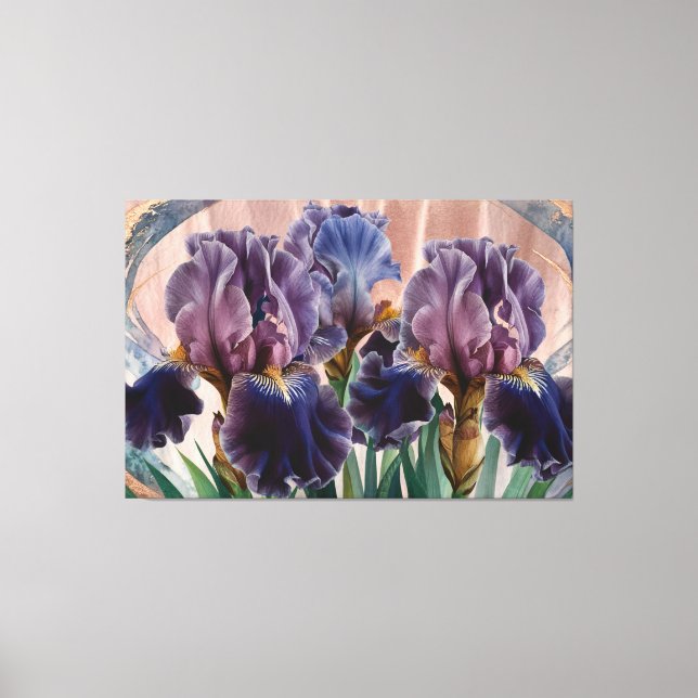 *~* Plum Blue IRIS Irises Vintage Blommigt TV2 Canvastryck (Framsida)
