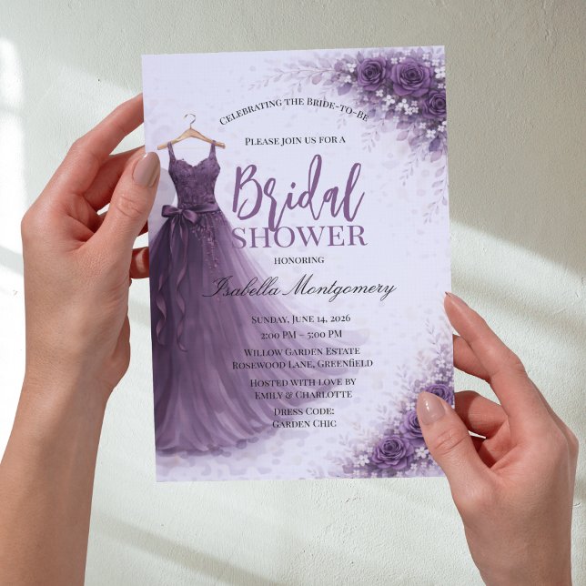 Plum Bridesmaid Dress Bridal Shower Inbjudningar (Plum Bridesmaid Dress Bridal Shower Invitations
)