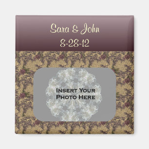 Plum Brown Flowers Bröllop Photo Magnet