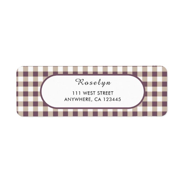 Plum Buffalo Play-Helgdag adressetikett Returadress Etikett (Framsidan)