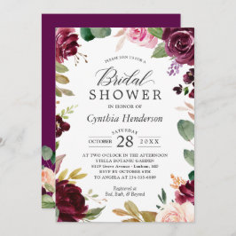 Plum Burgundy-Möhippa för Blommigt Inbjudningar