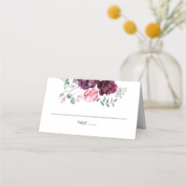 Plum Burgundy och Blommigt Placeringskort