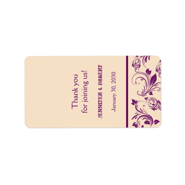 Plum Champagne Rulla Bröllop Lip Balm-etikett Adressetikett (Framsidan)