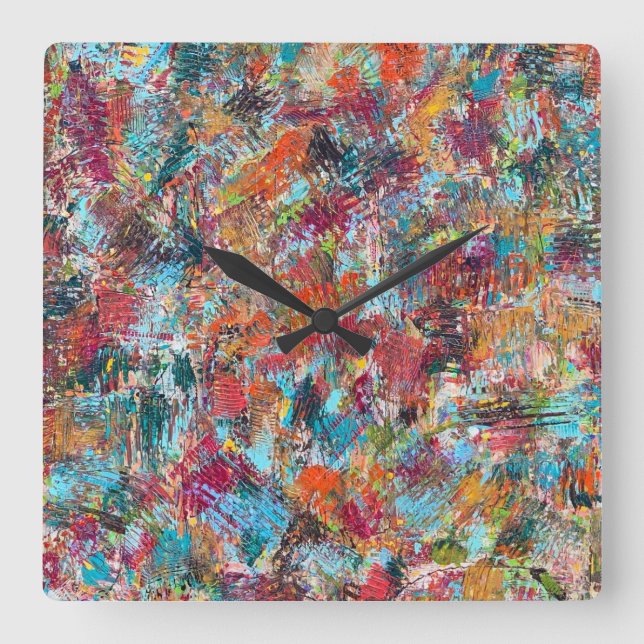Plum Crazy Wall Clock Fyrkantig Klocka (Framsida)