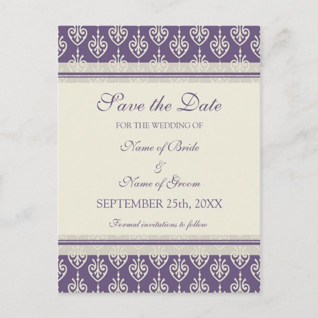 Plum Cream Save Date Bröllop Postcard Meddelande Vykort (Framsida)