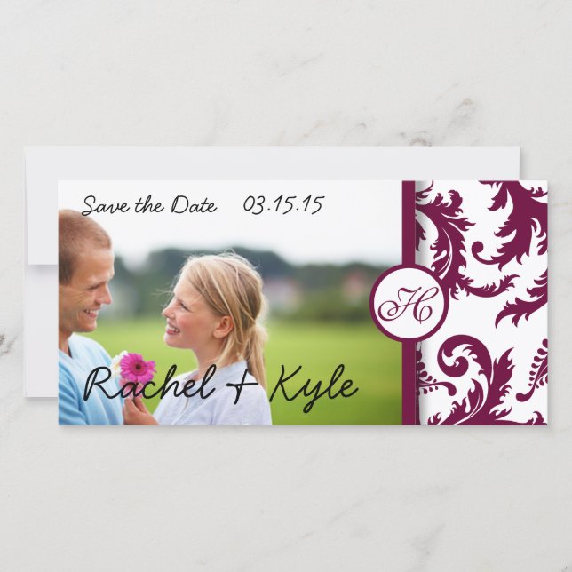 Plum Damask Swirls Spara datum Datumet (Framsida)